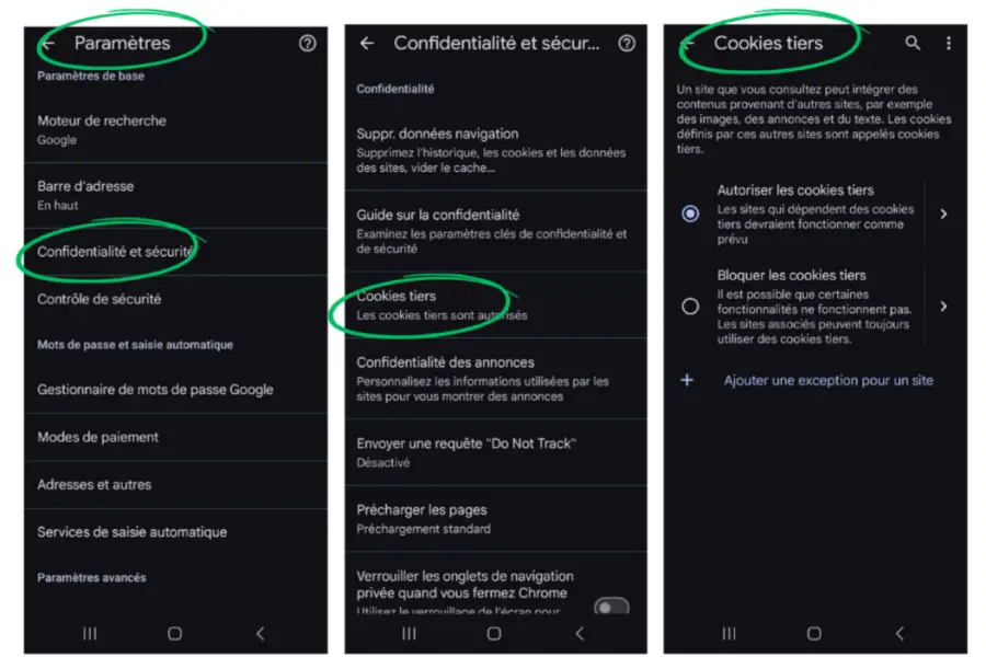 cookie android chrome